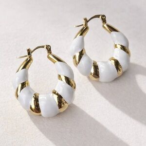 Portofino Gold and White Hoop Earrings